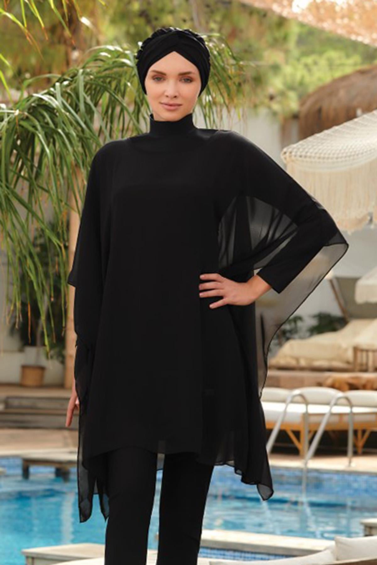 Remsa Mayo Üzerine Tek Pareo Kaftan Sandro 6038 Siyah
