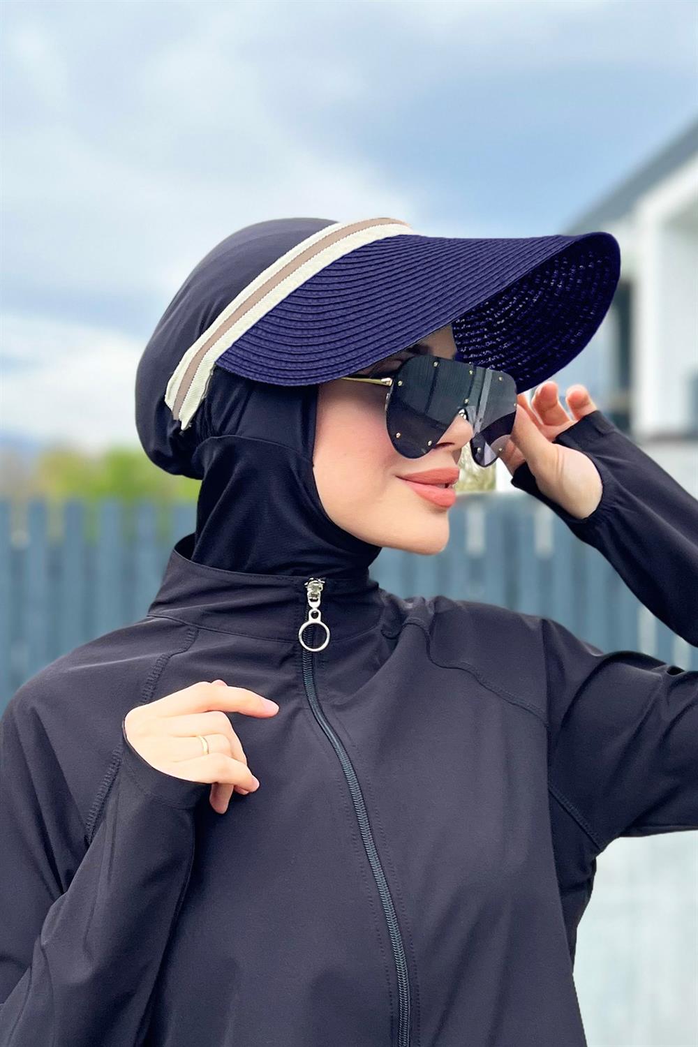 Remsa Mayo Vizör Hasır Şapka Güneş Koruyucu Siperlik RŞ-39 Lacivert