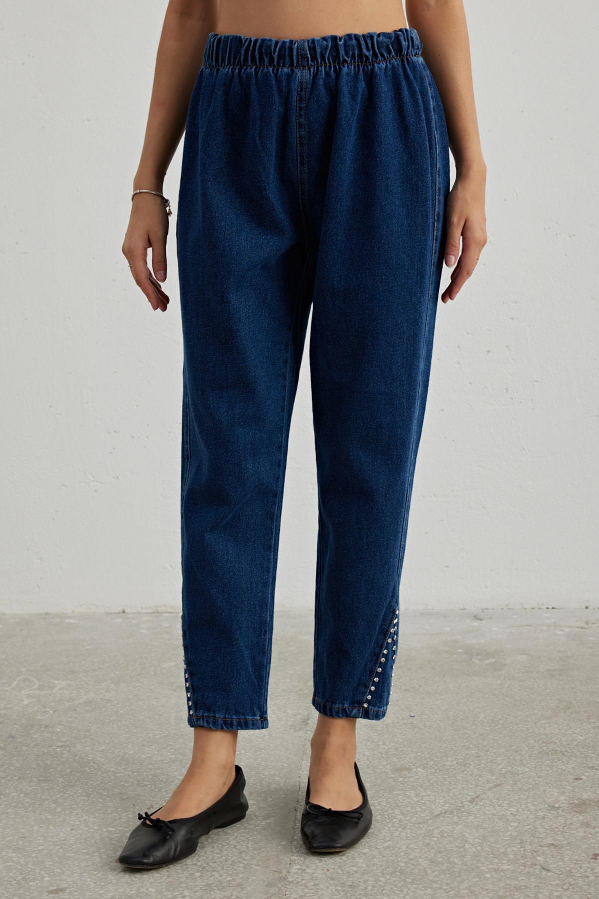 Remsa Paçası V Taşlı Denim Pantalon 713 Lacivert