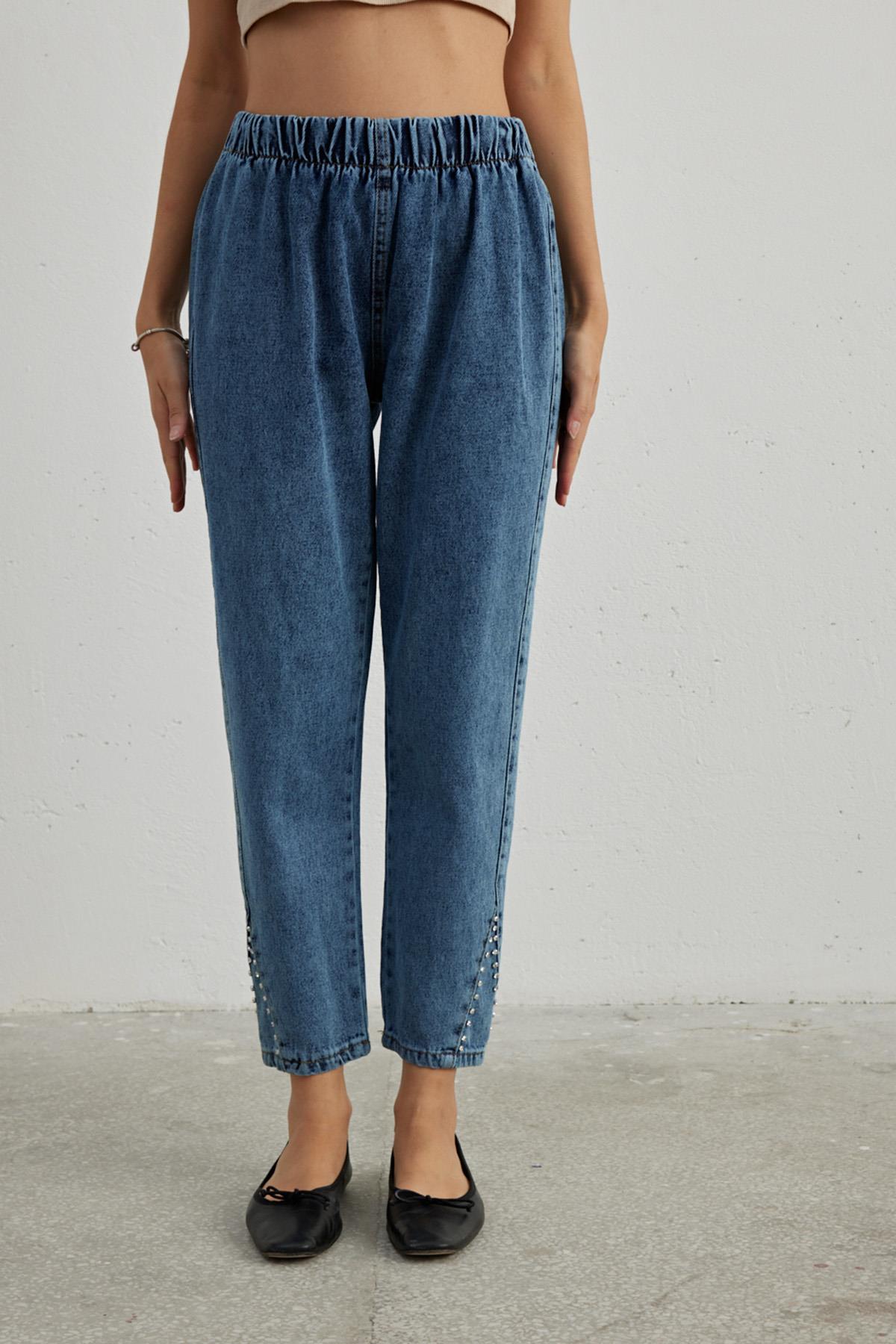 Remsa Paçası V Taşlı Denim Pantalon 713 K.Y Mavi