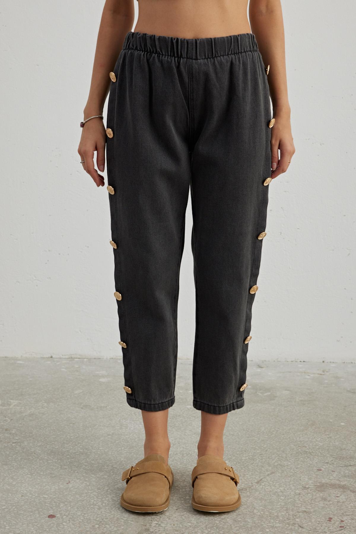 Remsa Şerit Düğmeli Denim Pantalon 715 Gri