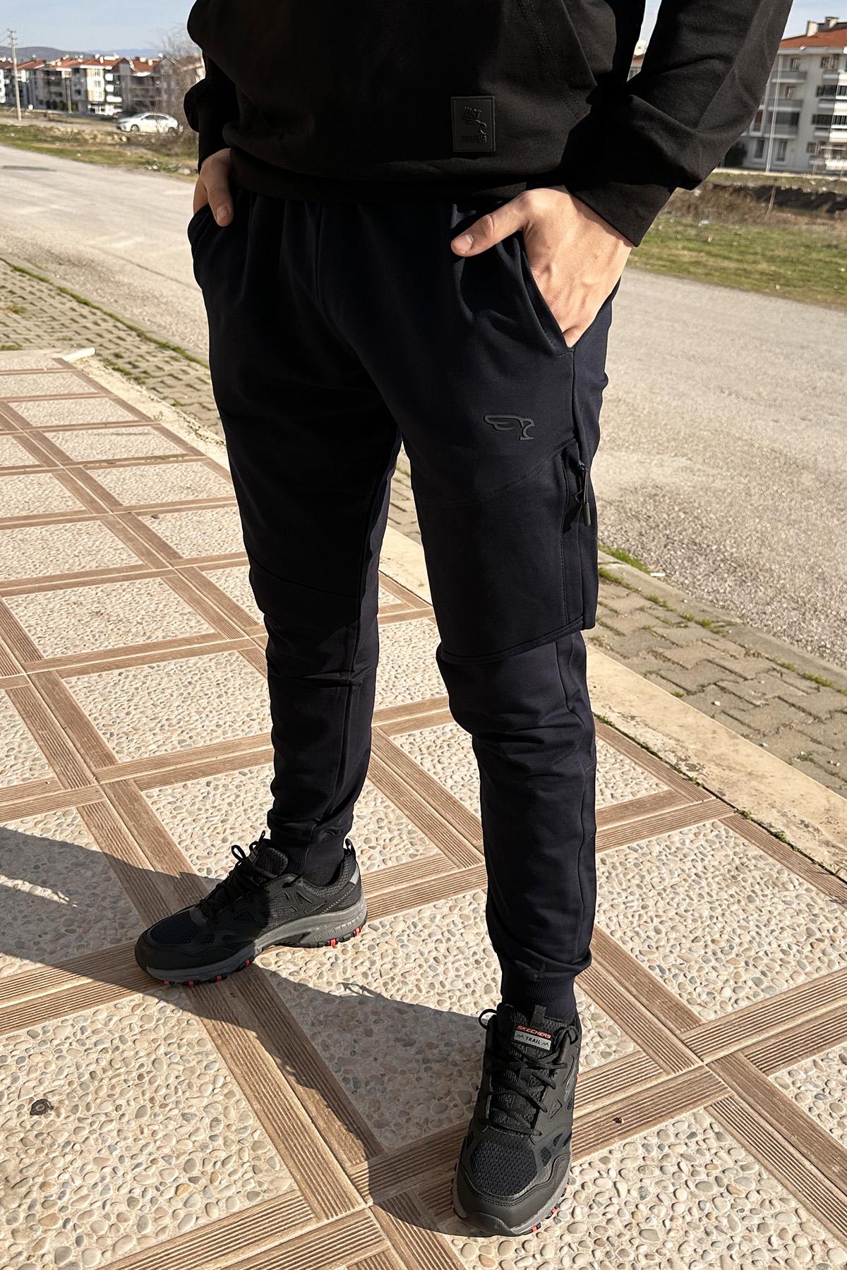 Remsa Spor Erkek Beli ve Paçası Lastikli 3 Cepli Eşofman Altı 6630 Lacivert