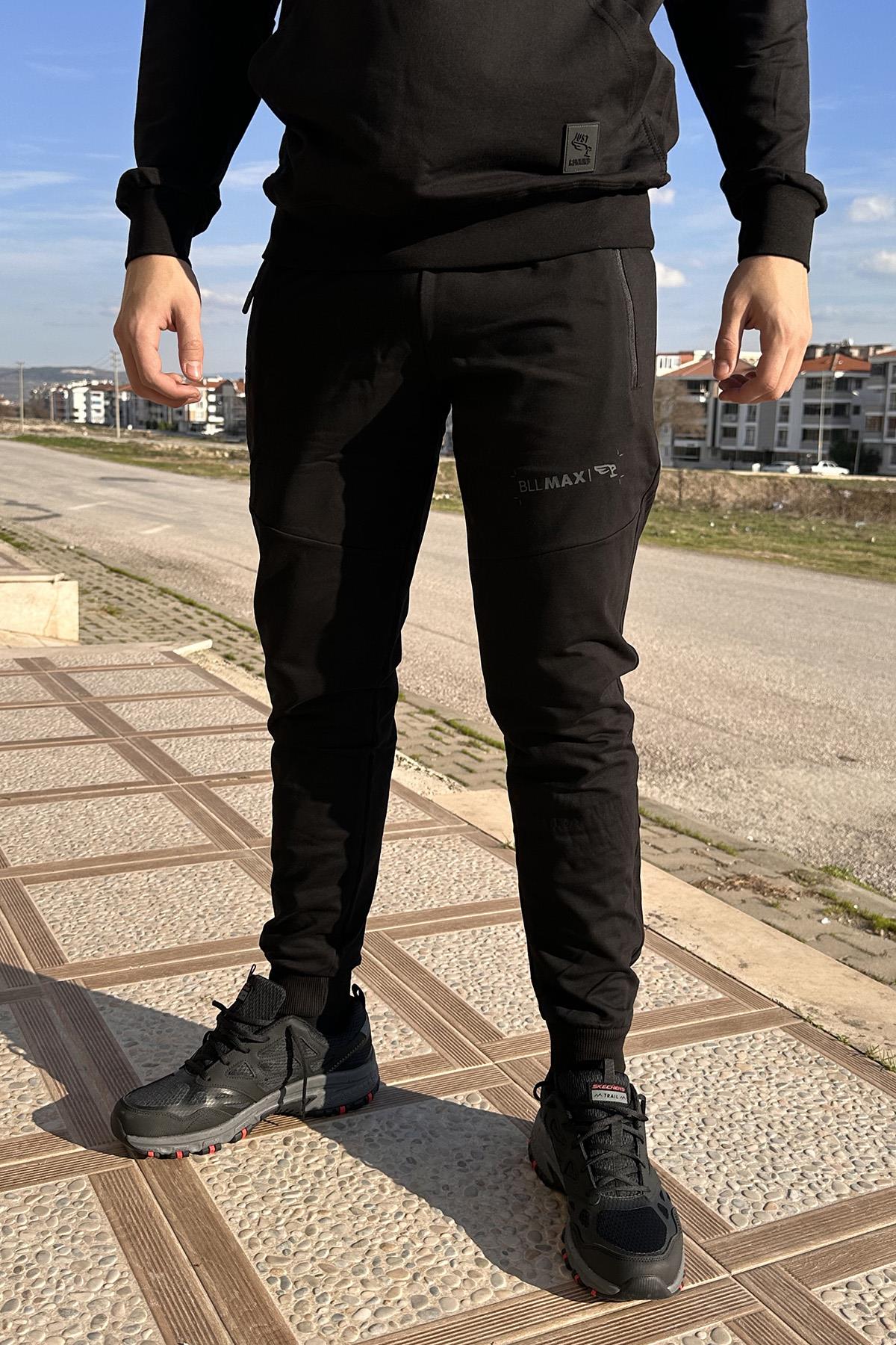 Remsa Spor Erkek Beli ve Paçası Lastikli Cepli Eşofman Altı 6834 Siyah