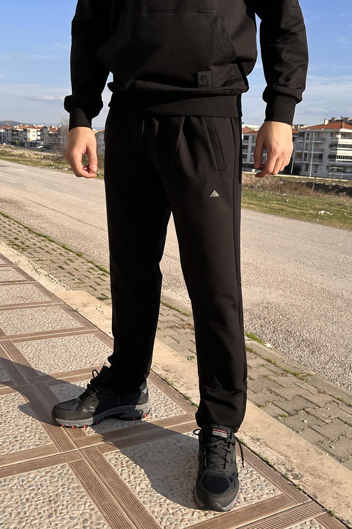 Remsa Spor Erkek Geniş Kesim Beli Lastikli 3 Cepli Eşofman Altı Siyah