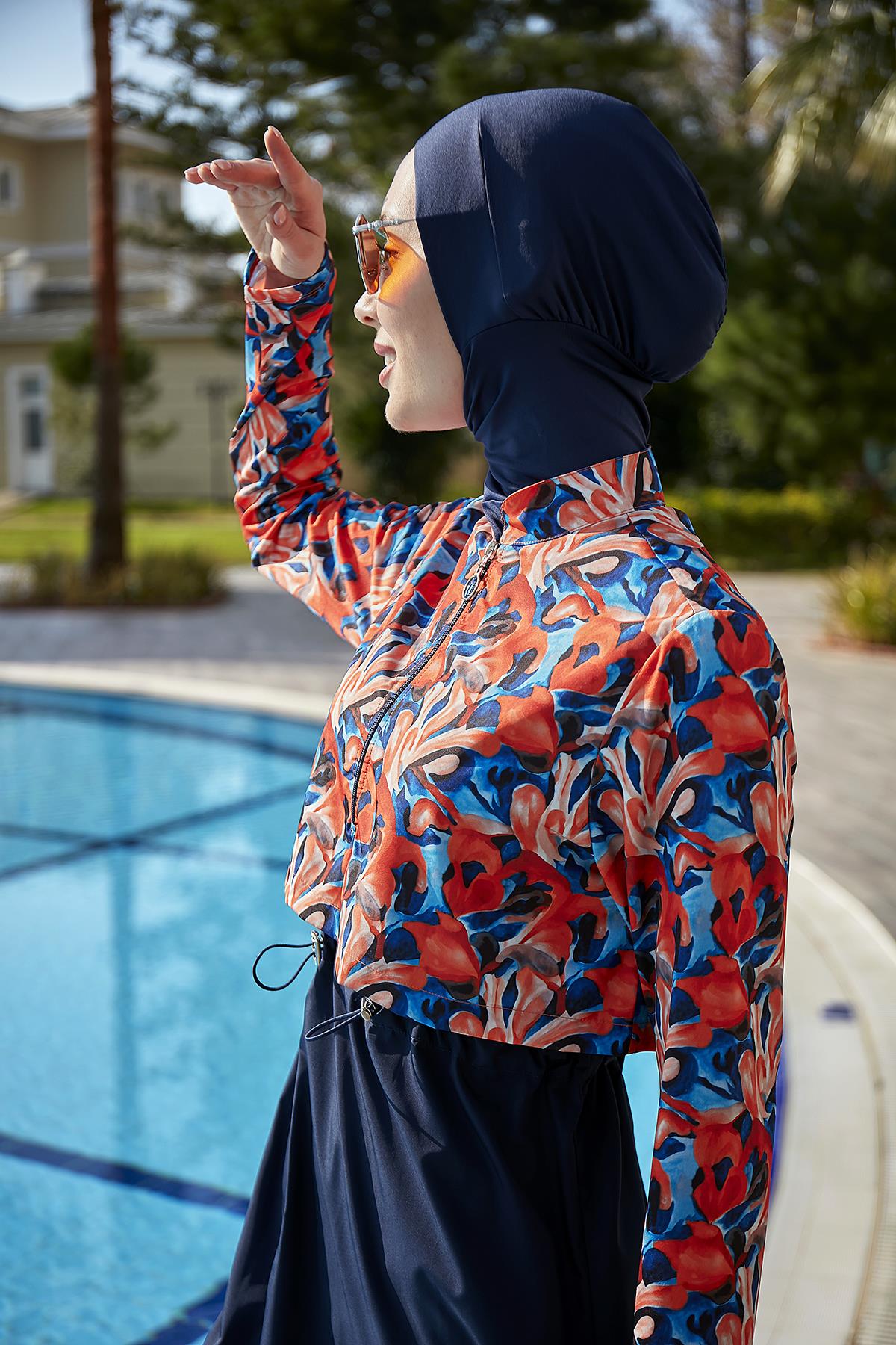 Remsa Tam Kapalı Tesettür Mayo R113 Batik