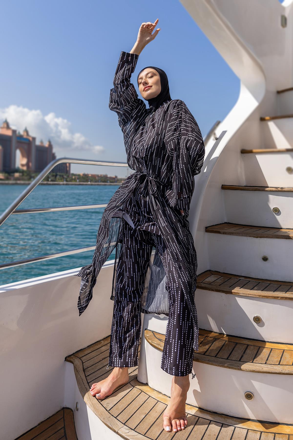 Remsa Tesettür Mayo Üzerine Tek Kaftan Kimono Pareo RP006 Yasmin