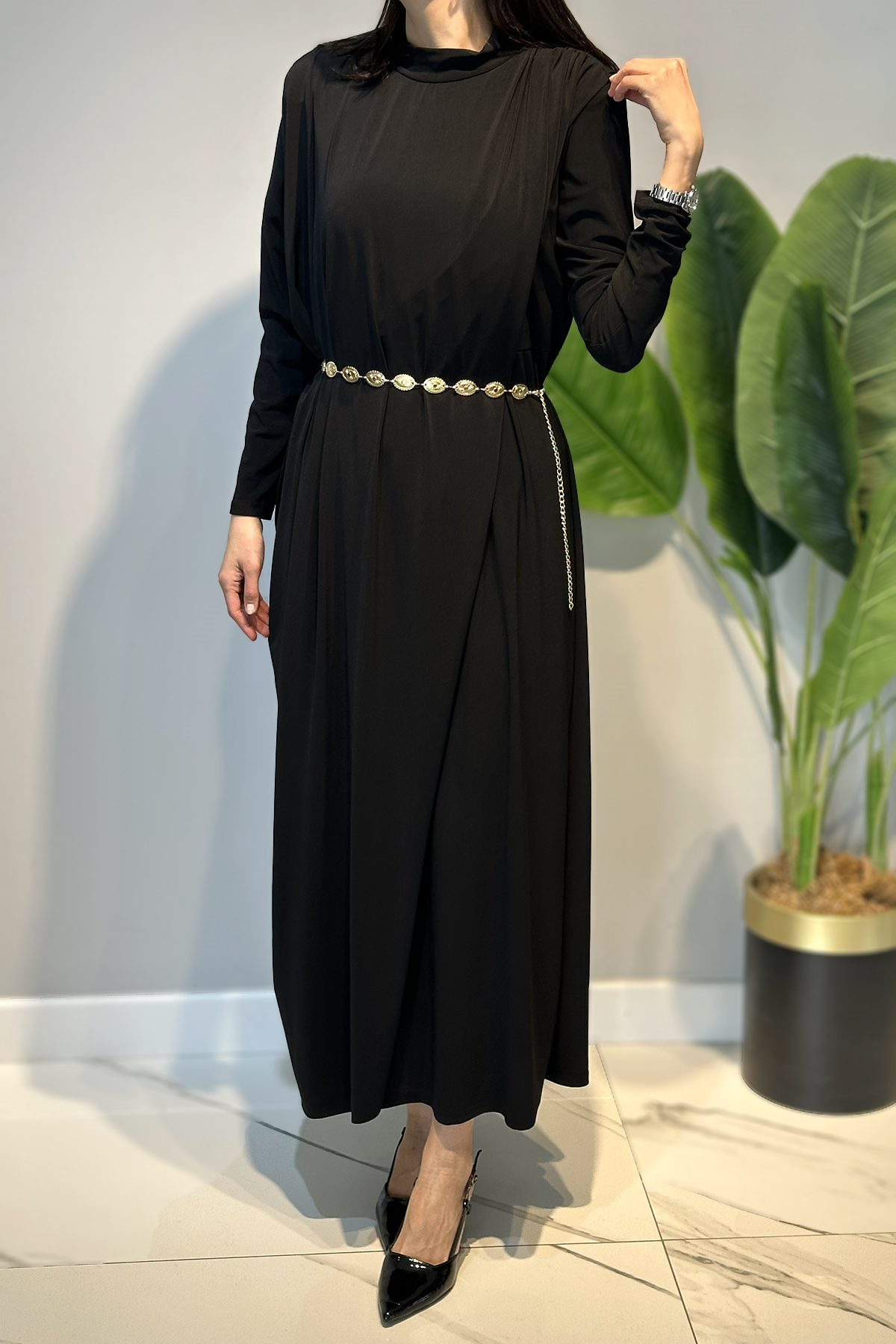 Sandy Makas Elbise 6365 Siyah