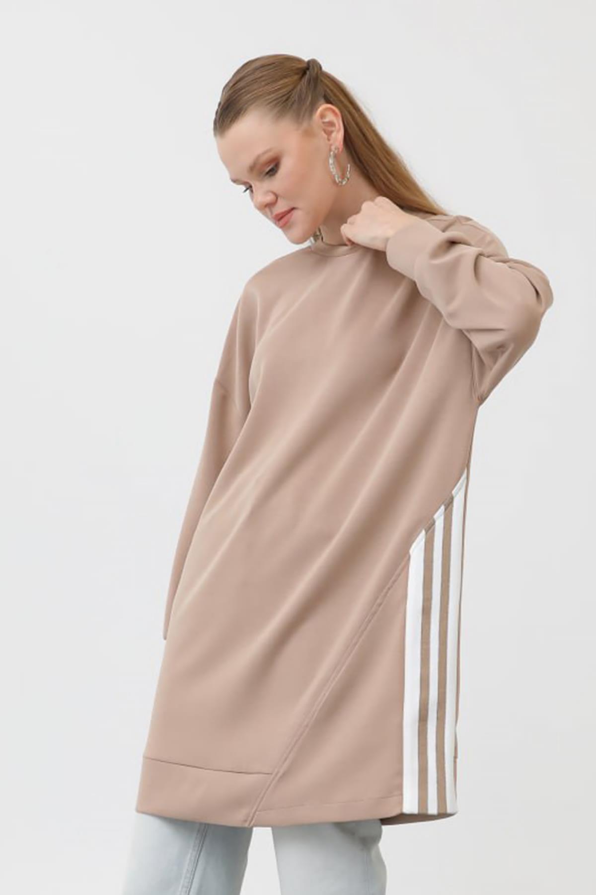 Şerit Detay Tunik 20603 Mocha