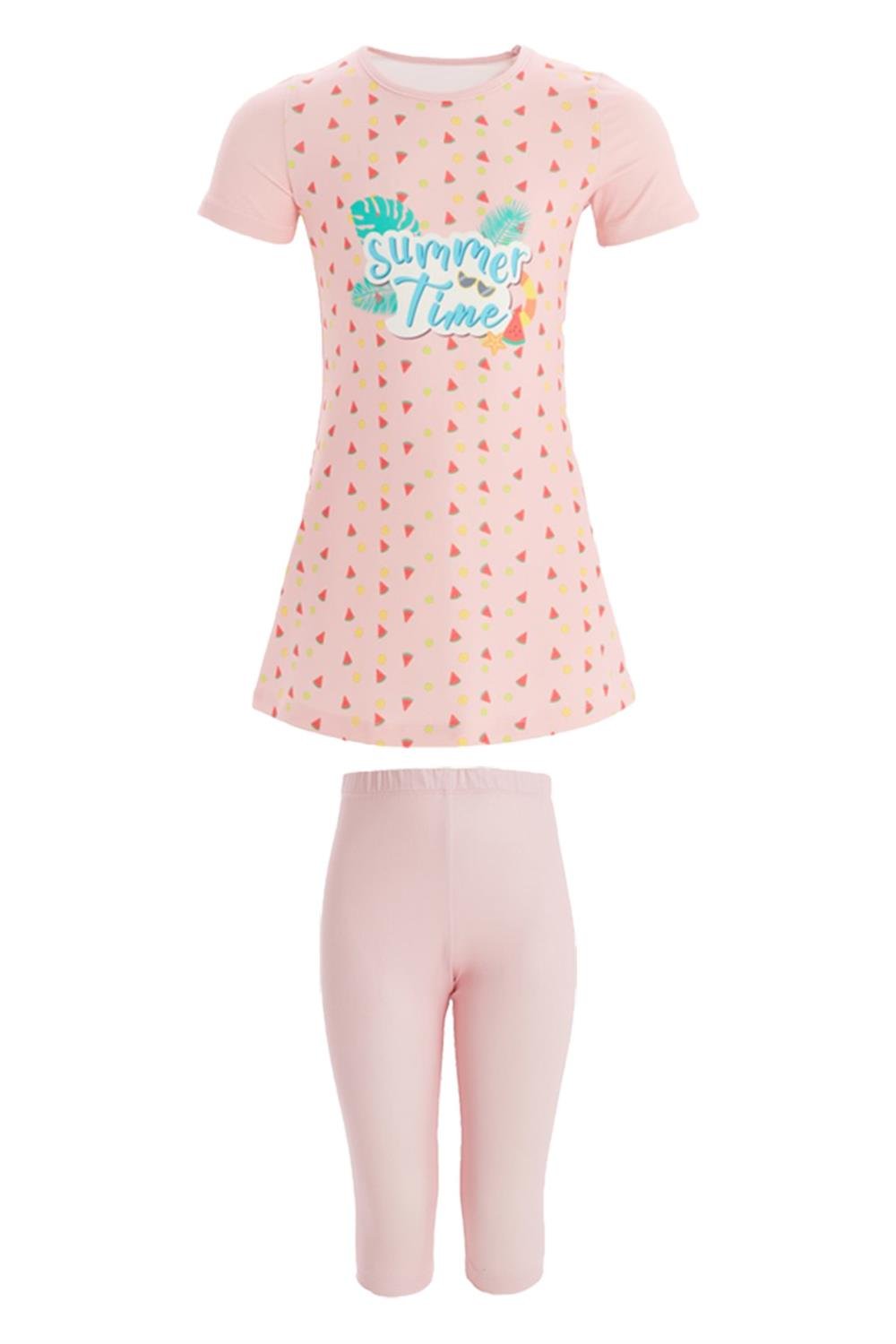 Şort Tişört Kız Çocuk Deniz Havuz Mayosu Remsa Mayo  Raddy 8133 Somon