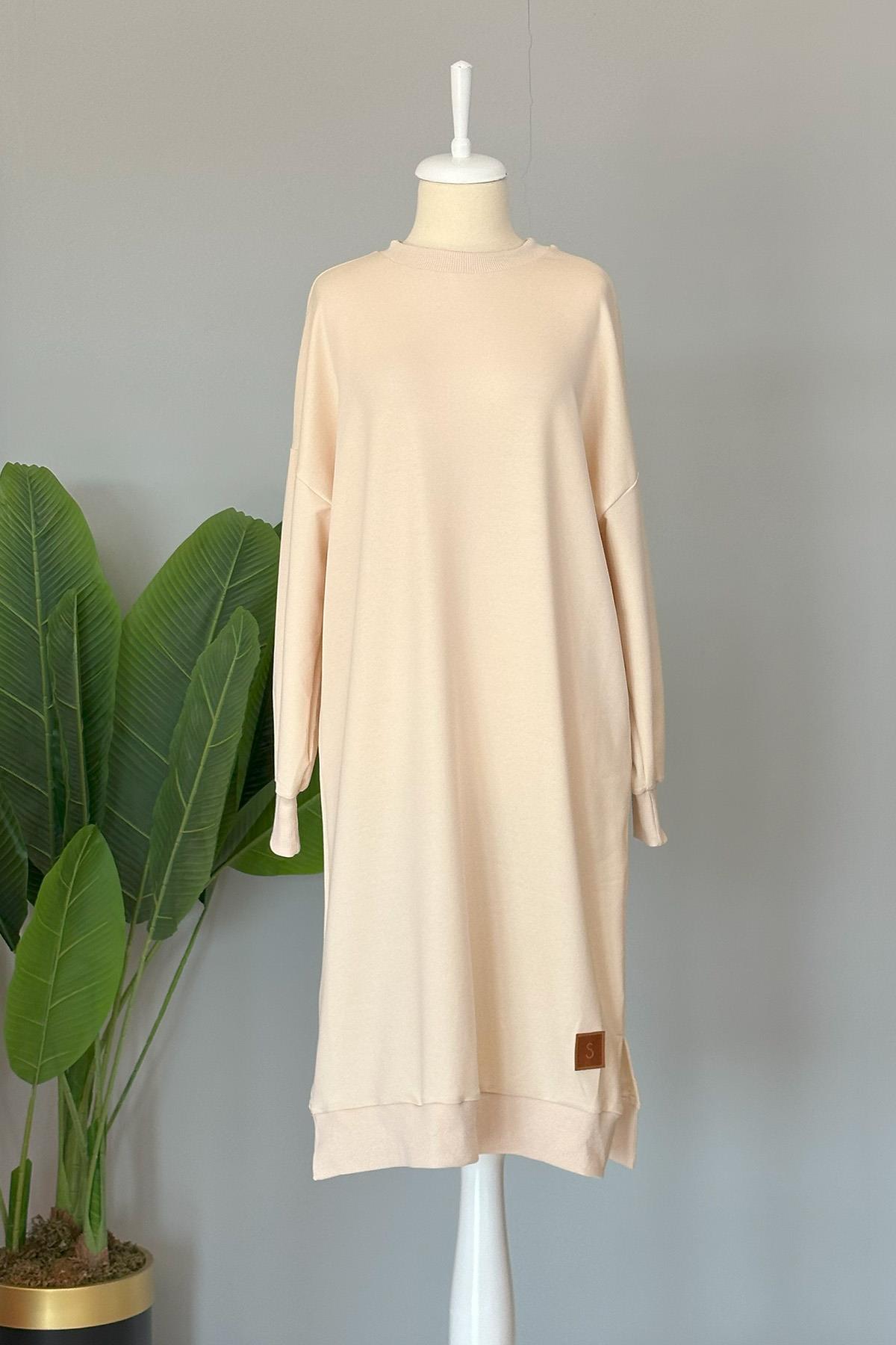 Soul Basic Uzun Sweat Tunik 30645 Bej