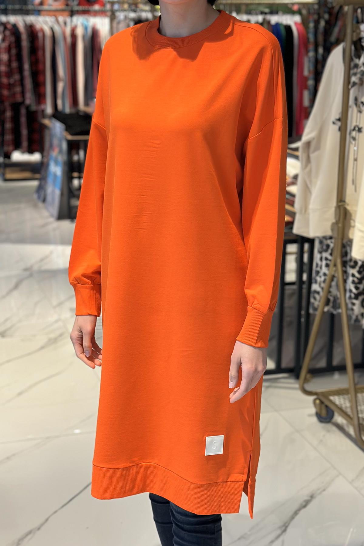 Soul Basic Uzun Sweat Tunik 30645 Oranj
