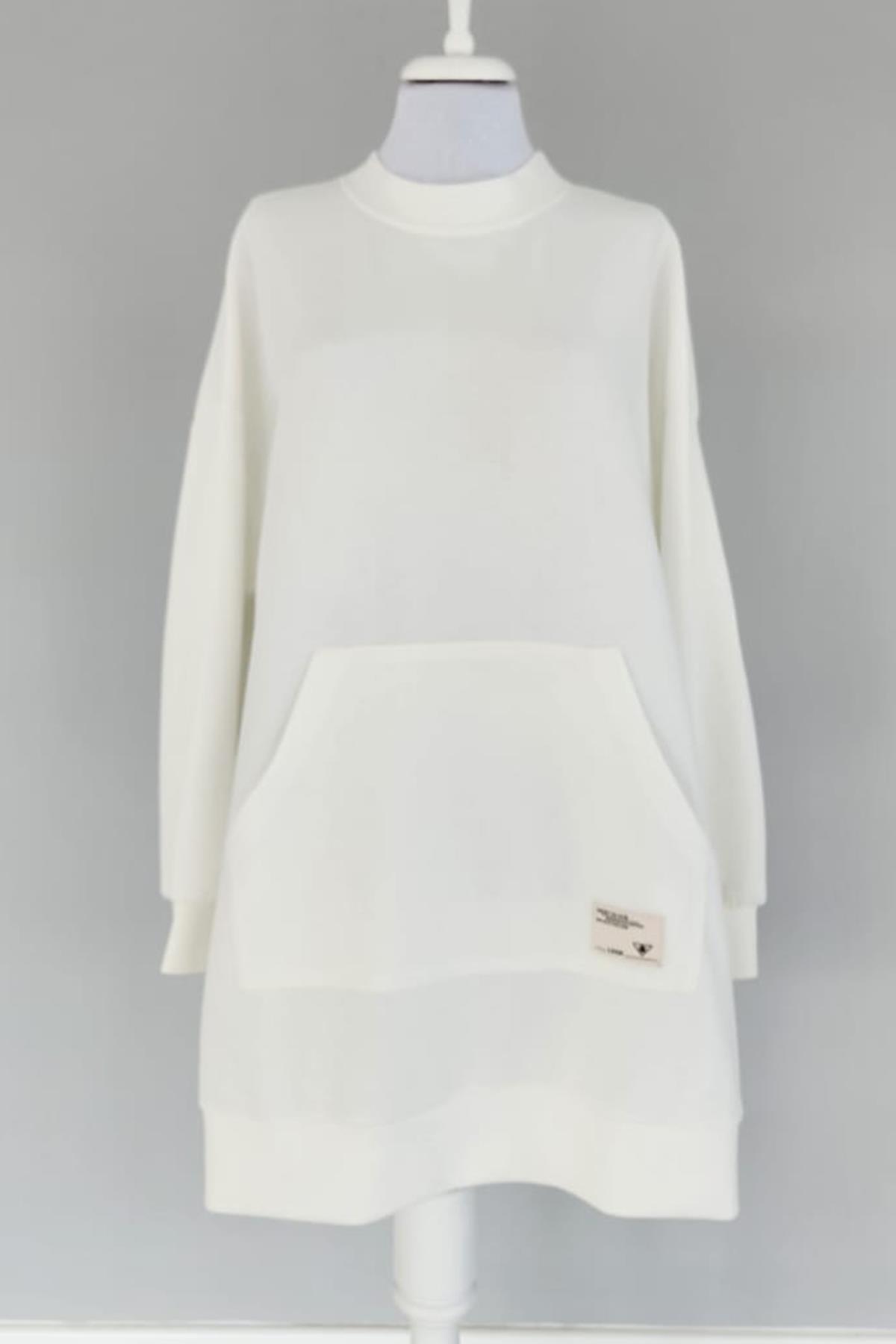 Standart Basic Sweatshırt Tunik 3120 Beyaz