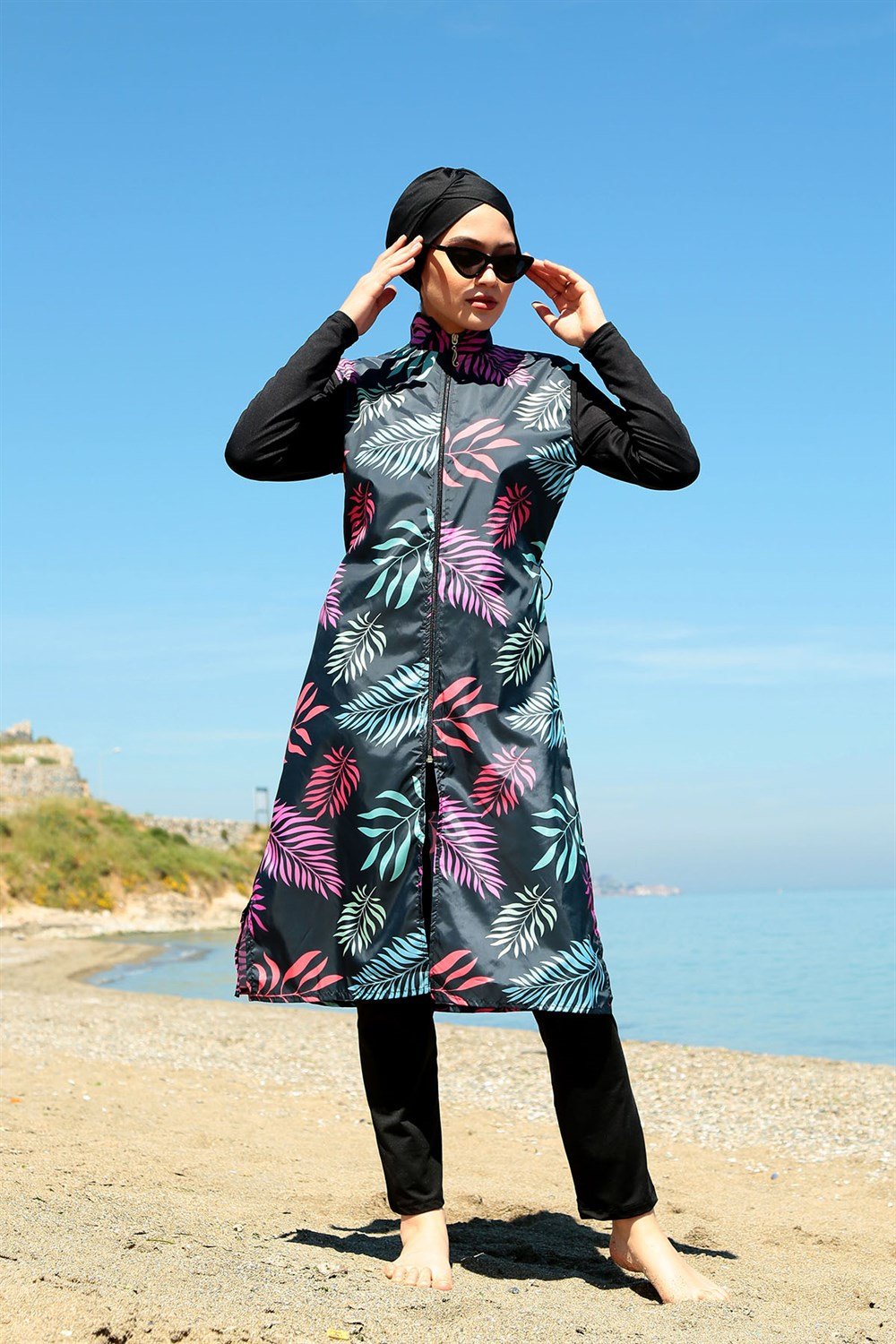 Tam Kapalı Tesettür Mayo Deniz Mayosu TD21-219 Siyah