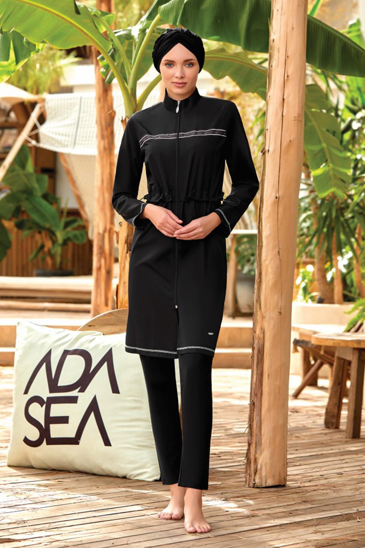 Tam Kapalı Tesettür Mayo Dına 1329 Siyah Remsa Mayo