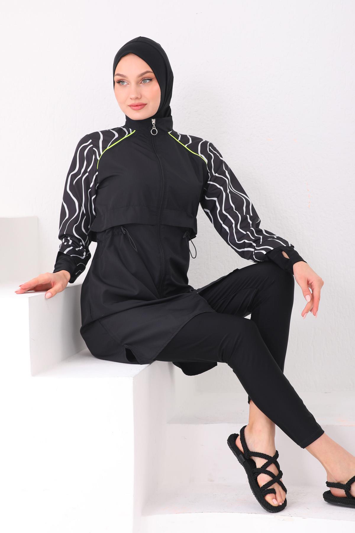 Tam Kapalı Tesettür Mayo Duru 2425 Siyah