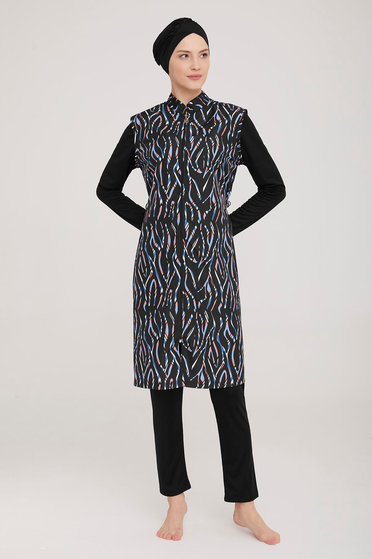 Tam Kapalı Tesettür Mayo Molly 1 9051 Siyah Remsa Mayo