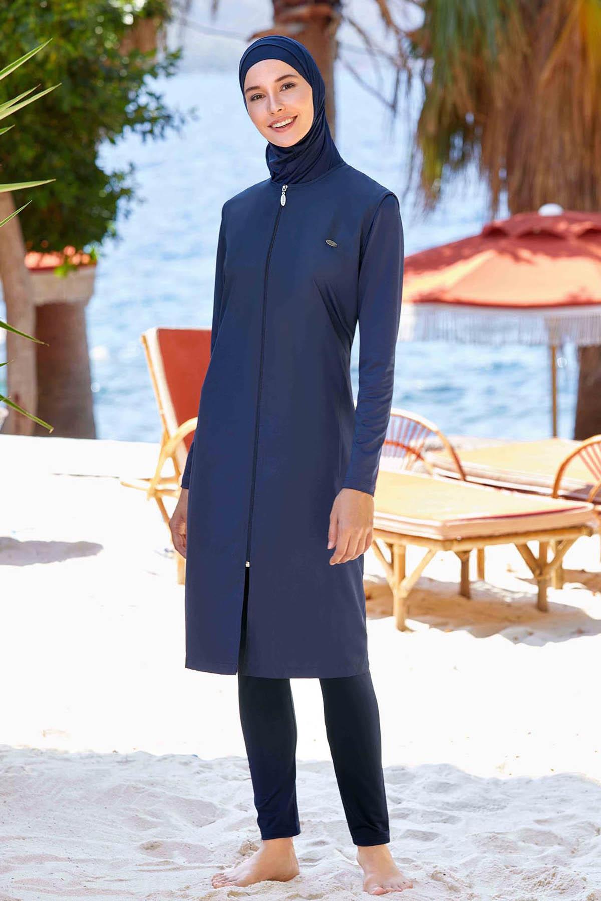 Tam Kapalı Tesettür Mayo Thandıe 1250 Koyu Lacivert Remsa Mayo