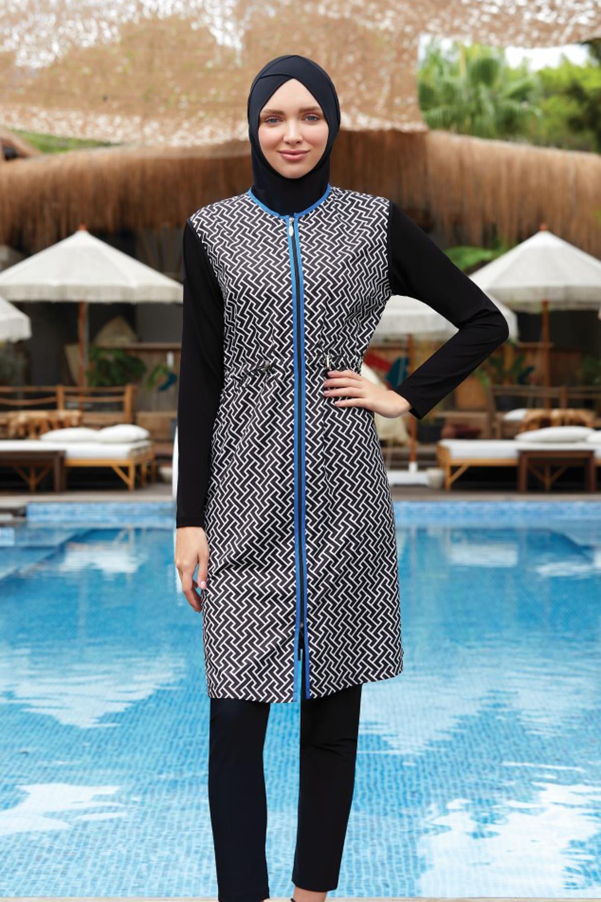 Tam Kapalı Tesettür Mayo Vıctorıa 3 2234 Siyah Remsa Mayo