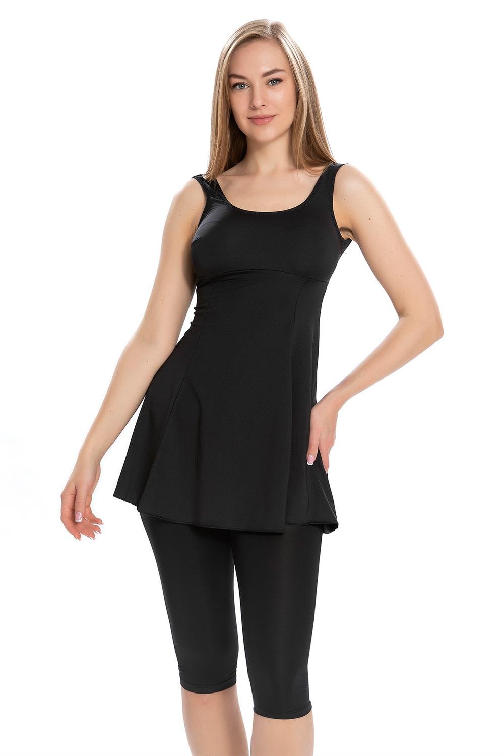 Taytlı Elbise Mayo Etekli Mayo Yüzücü Mayo 120/01 Siyah