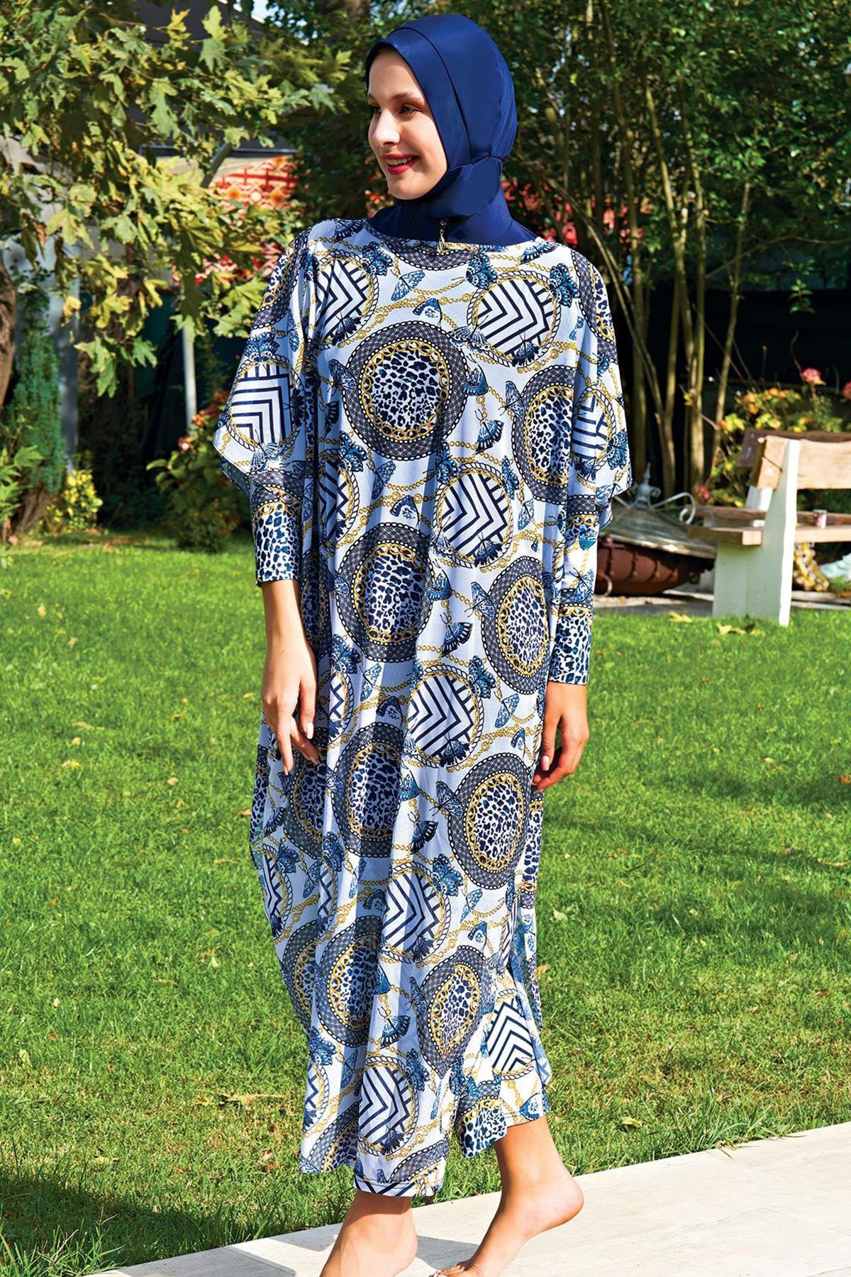 Tesettür Mayo Üzerine Örme Tek Kaftan Pareo 2417-1P