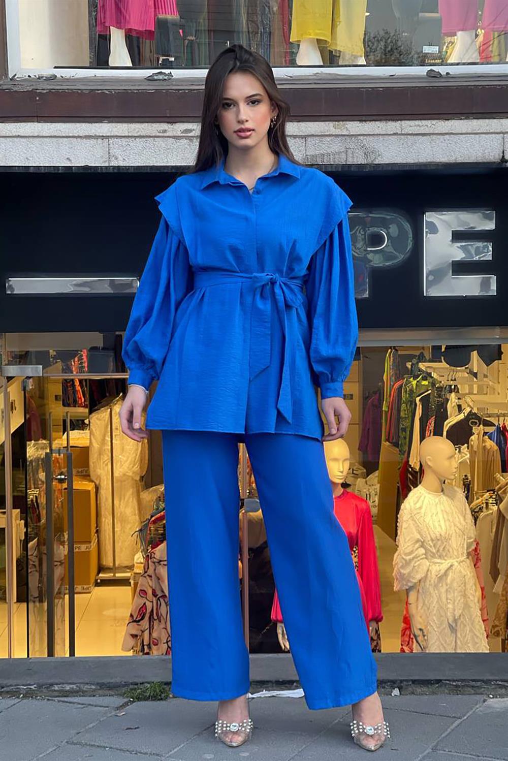 Tesettür Pantolon Tunik Takım 8350 Saks