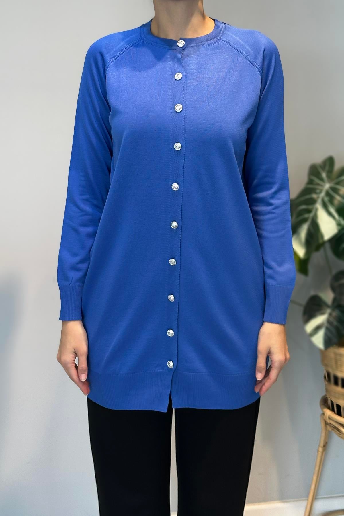 Triko Hırka 01 Saks Mavi