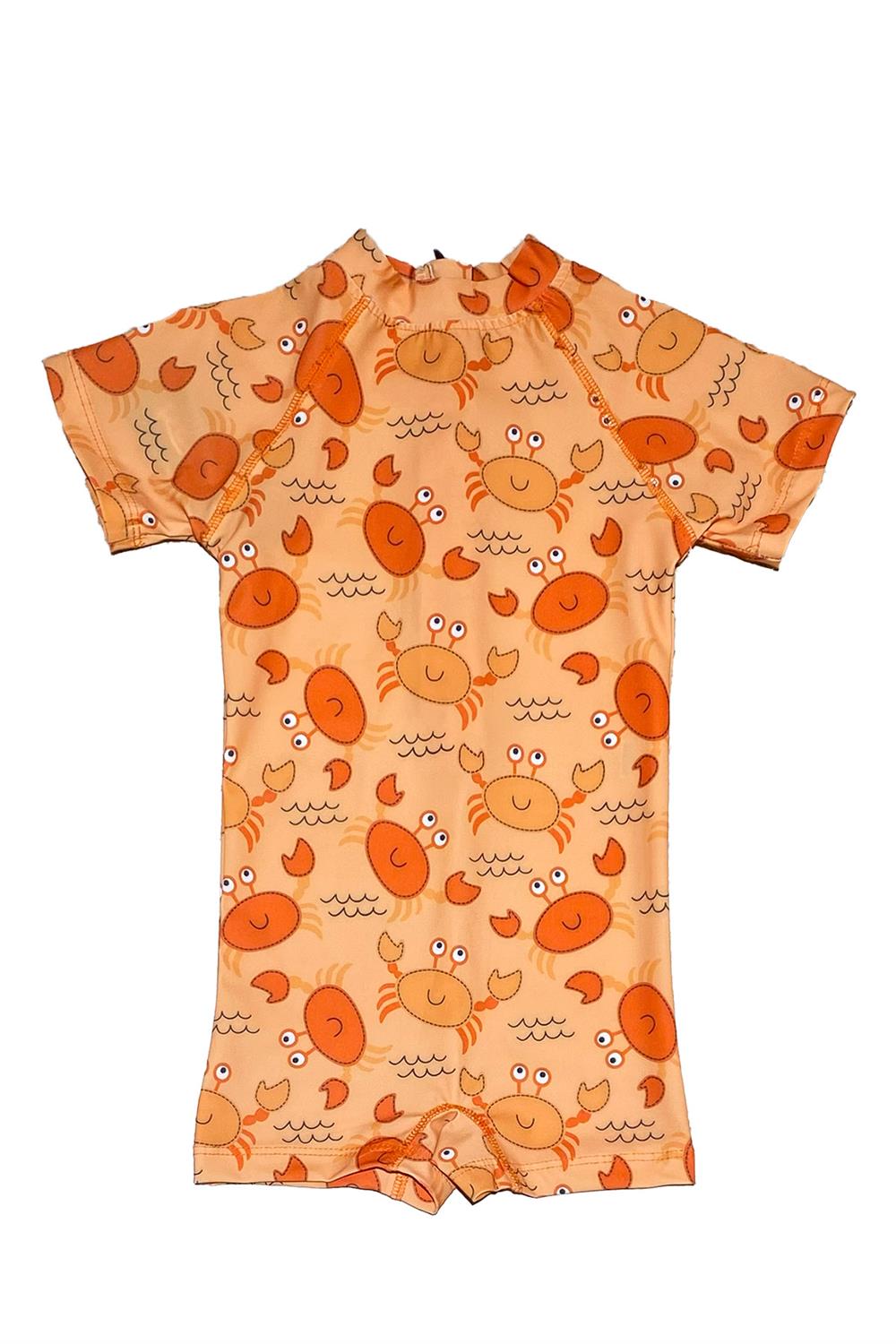 Tulum Kısa Kollu Şortlu Çocuk Bebek Yüzücü Mayo RC01 Yengeç