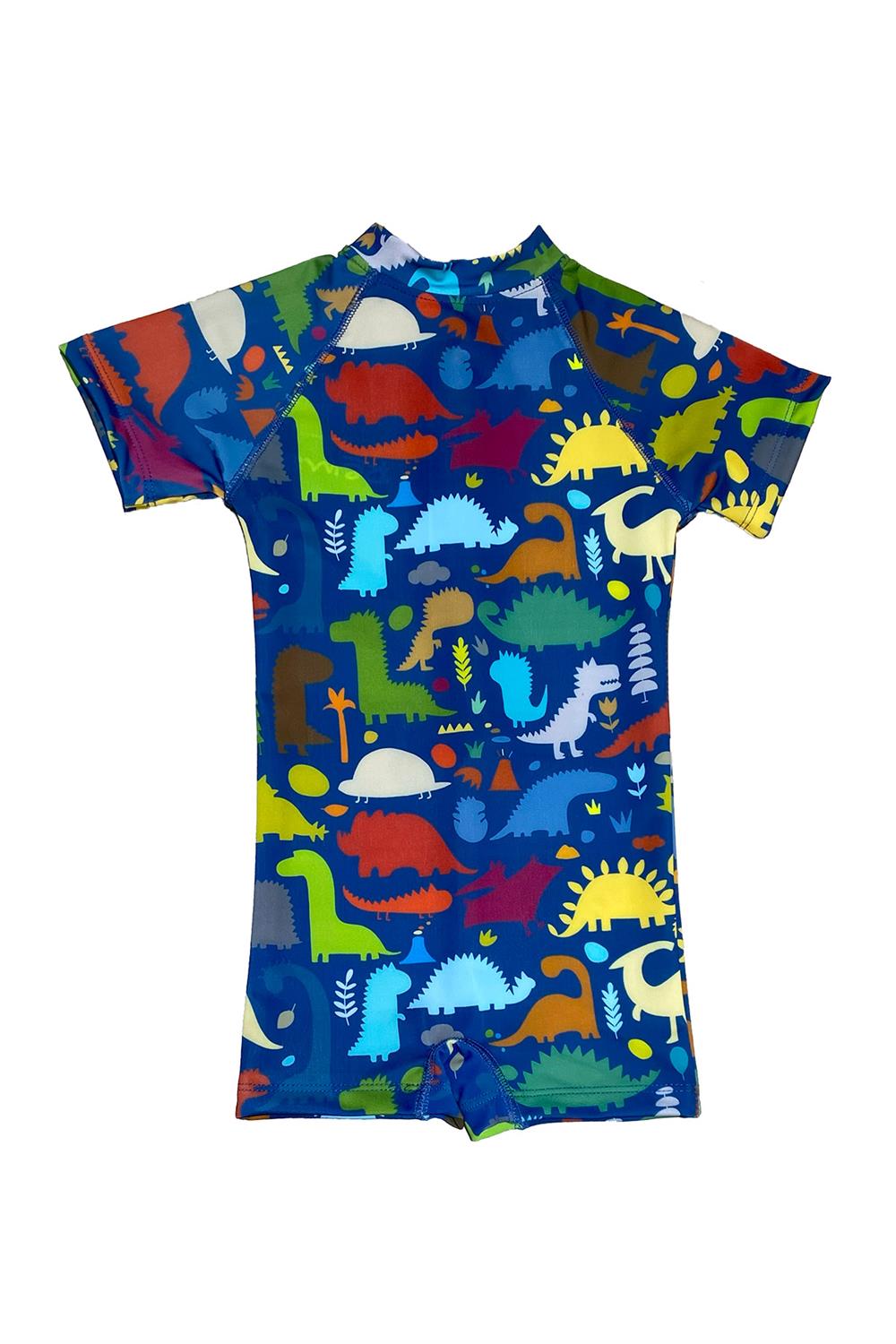 Tulum Kısa Kollu Şortlu Çocuk Bebek Yüzücü Mayo RC03 Dinazorlar