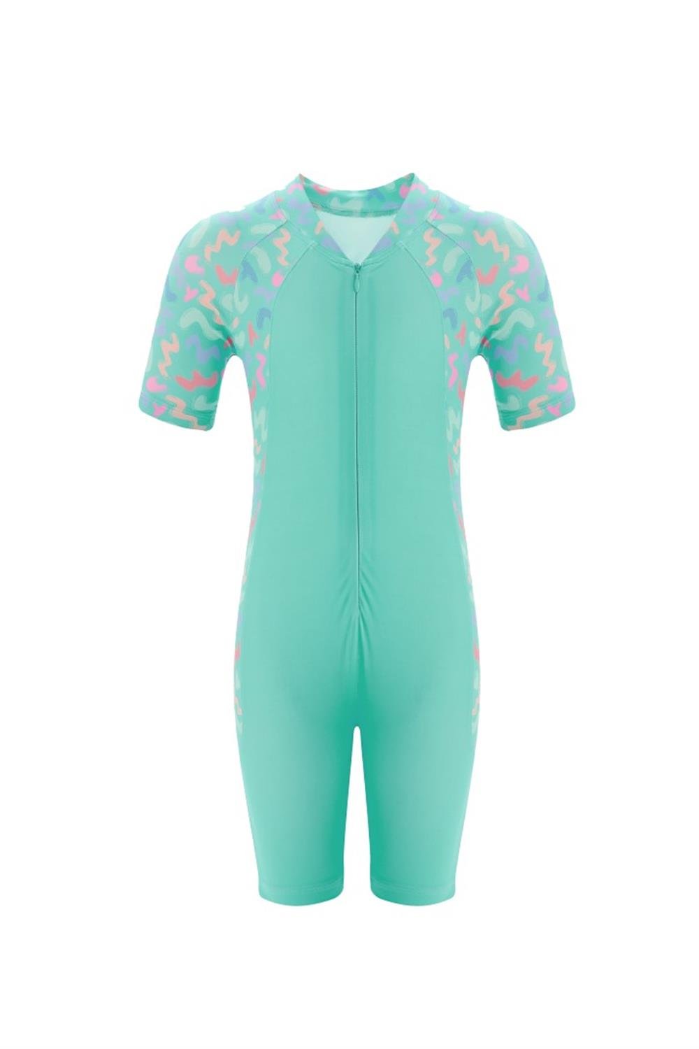 Tulum Kısa Kollu Şortlu Çocuk Yüzücü Mayo Pıtaa 8132 Mint Remsa Mayo