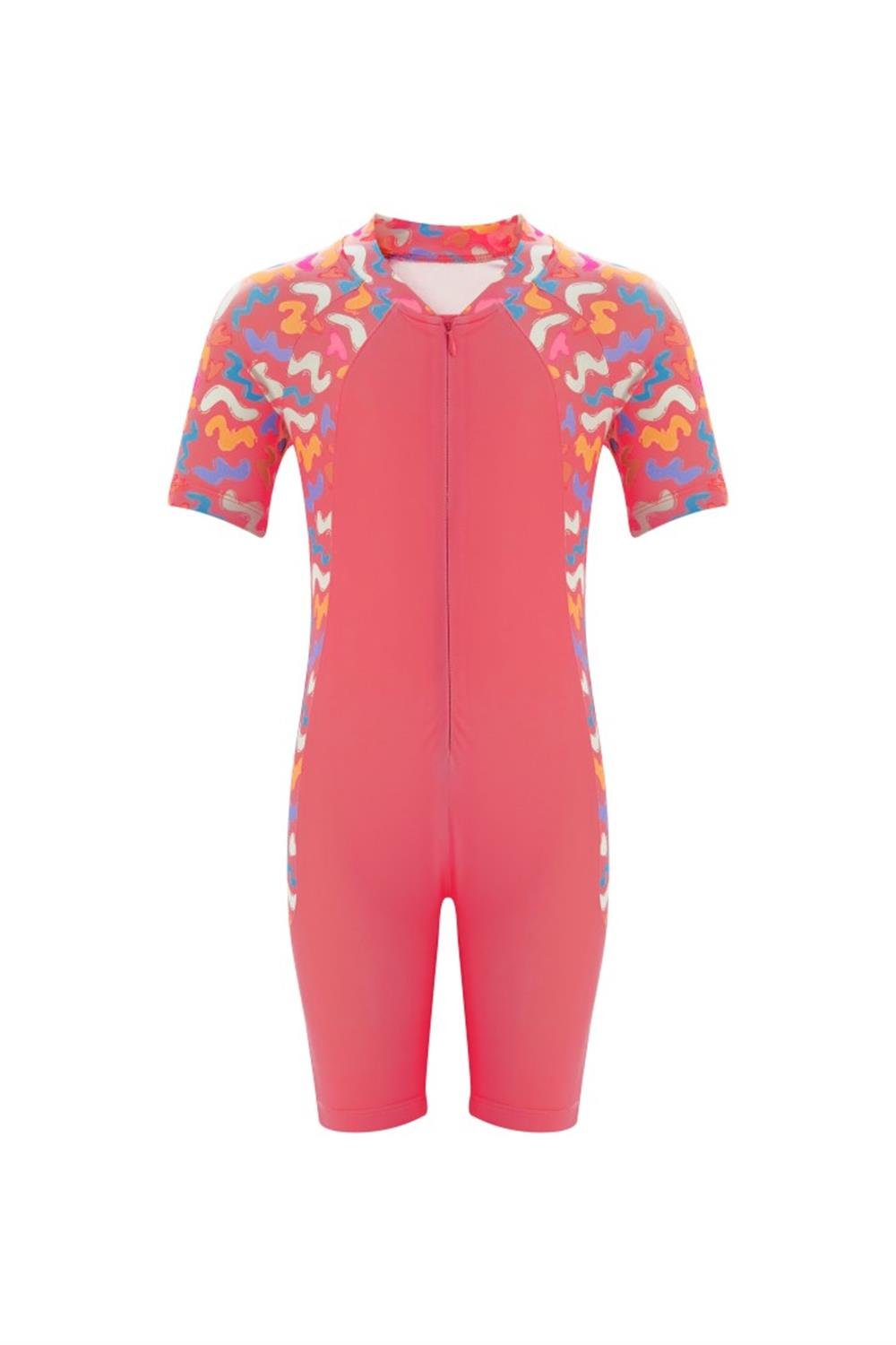 Tulum Kısa Kollu Şortlu Çocuk Yüzücü Mayo Pıtaa 8132 Mercan Remsa Mayo