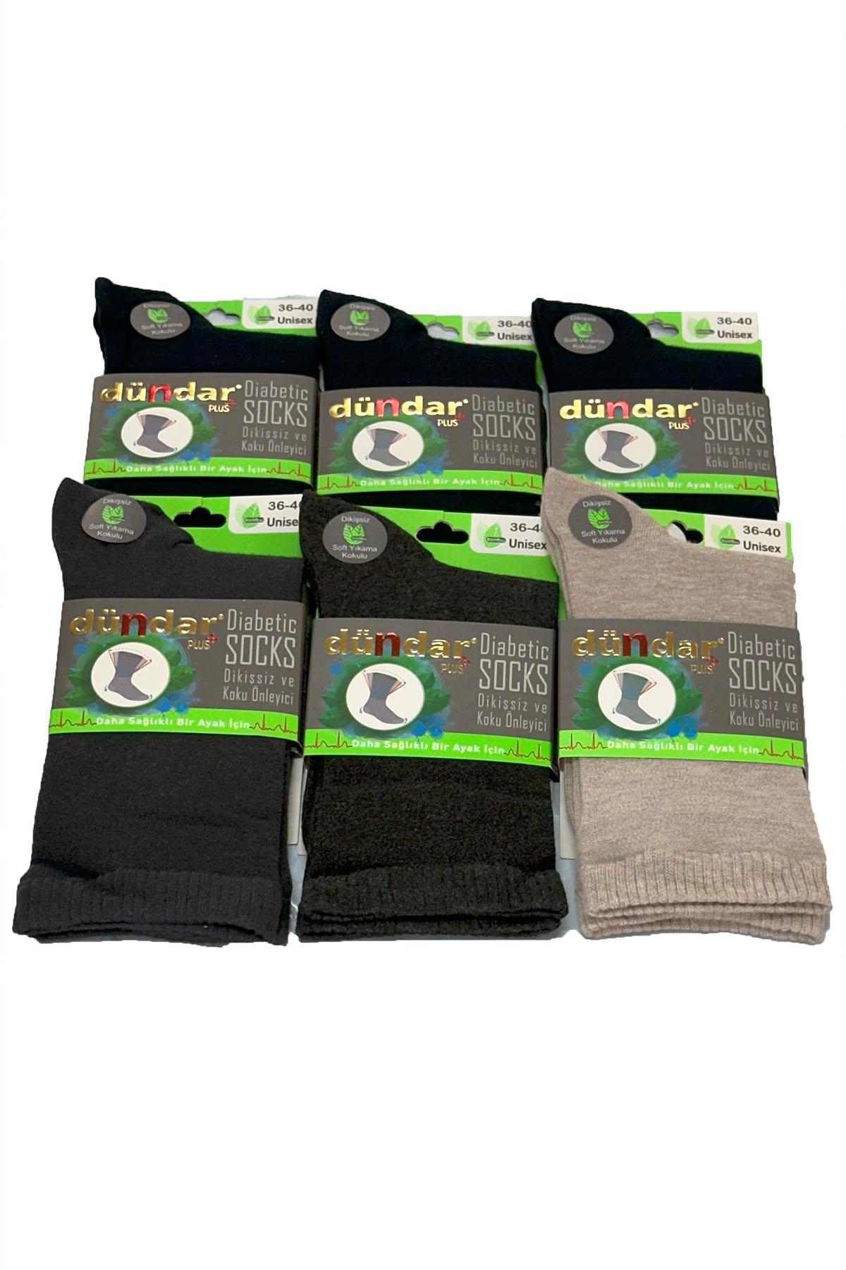 Unisex 36-40 Bambu Çorap Dündar Şeker Çorabı 6'lı Paket Karışık Renkli Laci-Antrasit-Bej