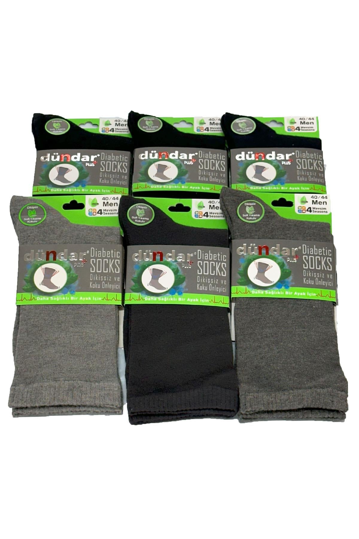Unisex 40-44 Bambu Çorap Dündar Şeker Çorabı 6'lı Paket Karışık Renkli Laci-Gri