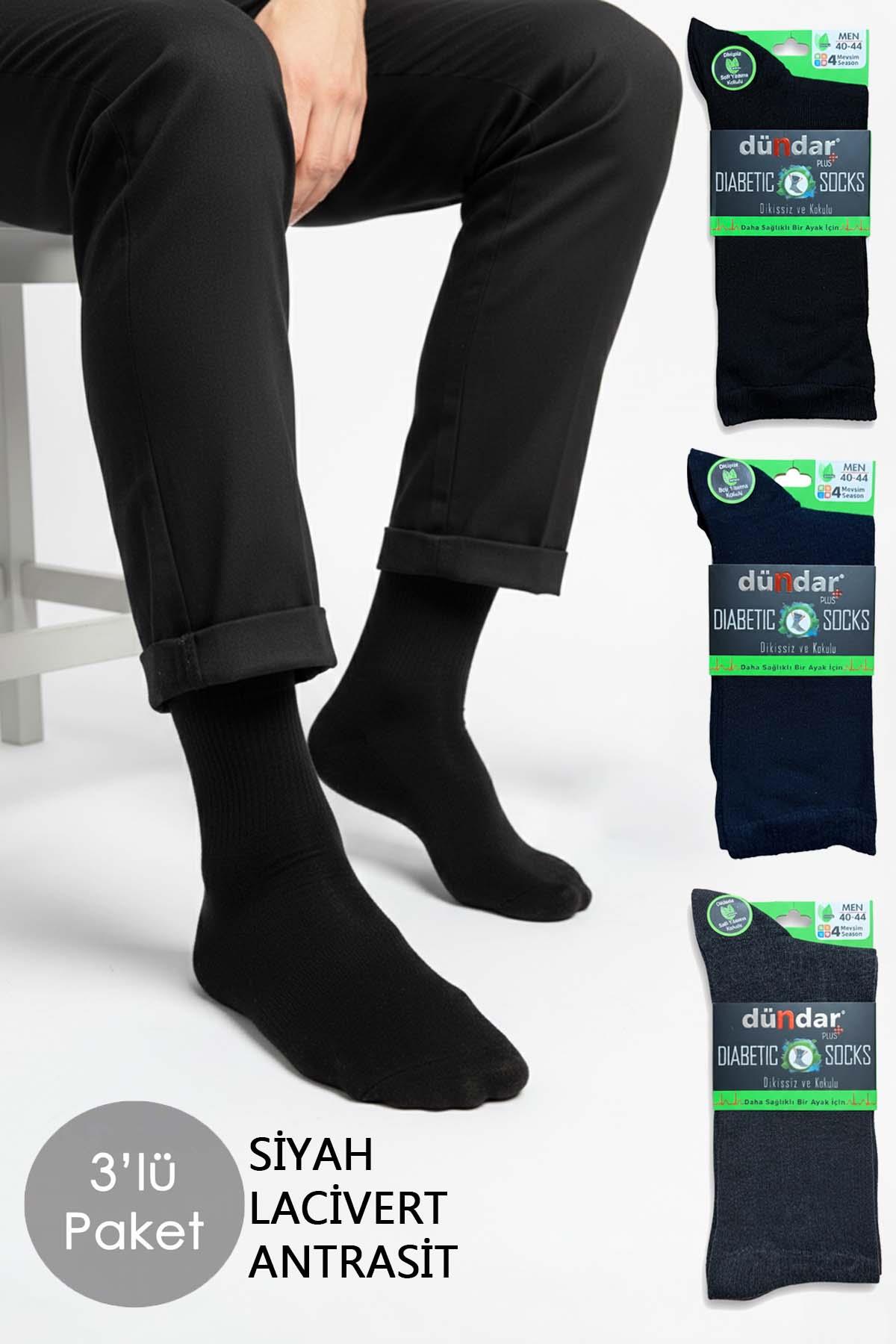 Unisex 40-44 Bambu Çorap Dündar Şeker Çorabı Dikişsiz 3'lÜ Paket 6982 Siyah-Lacivert-Antrasit