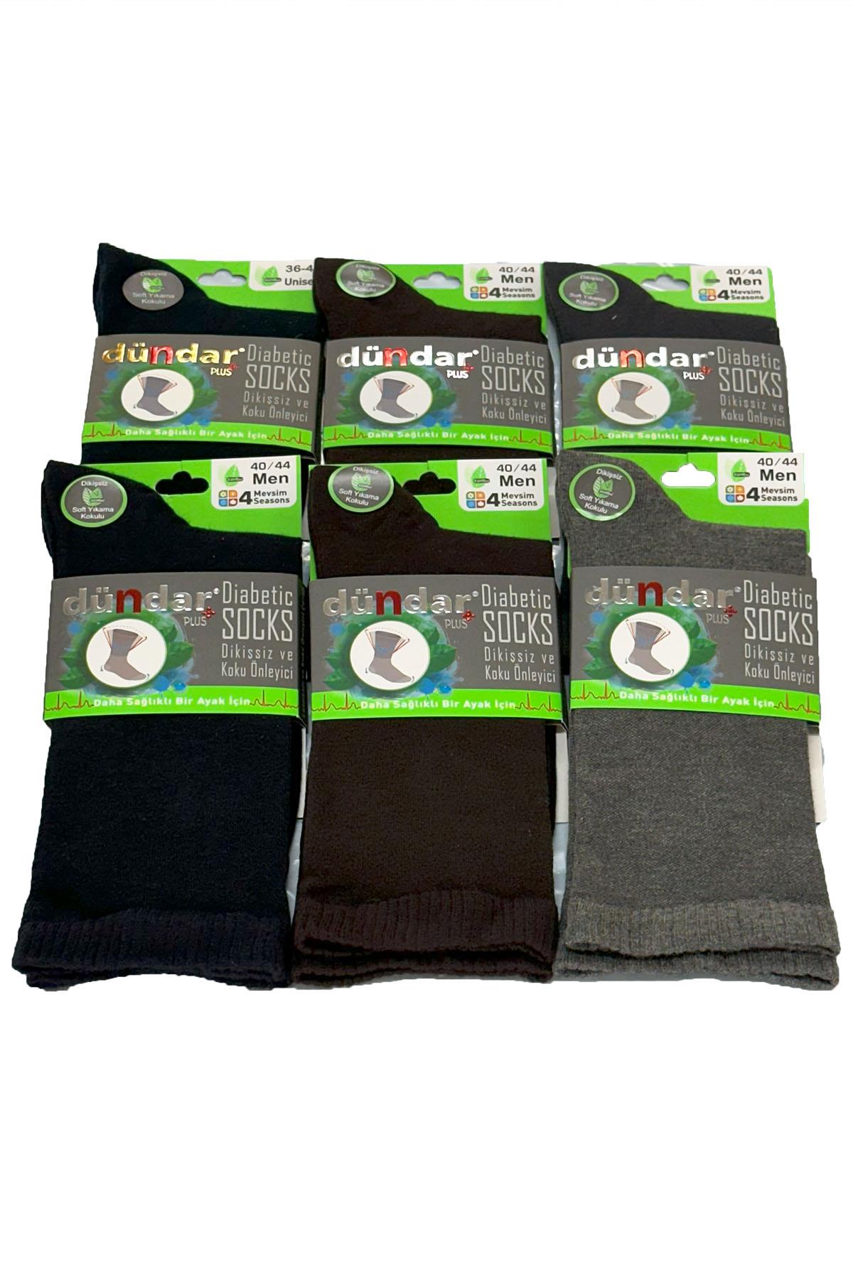 Unisex 40-44 Bambu Çorap Dündar Şeker Çorabı 6'lı Paket Karışık Renkli Laci-Kahve-Gri