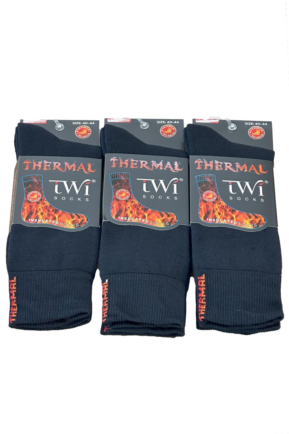 Unisex 40-44 Kışlık Termal Soket Çorap 3'lü Paket TWİ-01-3lü Lacivert