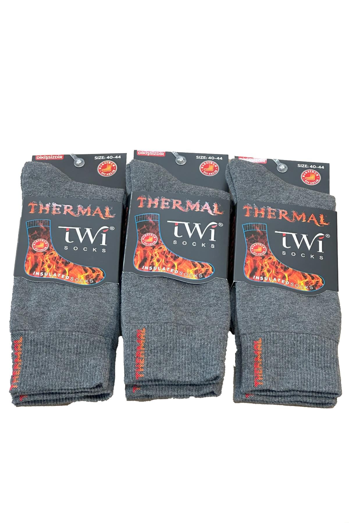 Unisex 40-44 Kışlık Termal Soket Çorap 3'lü Paket TWİ-01-3lü Füme