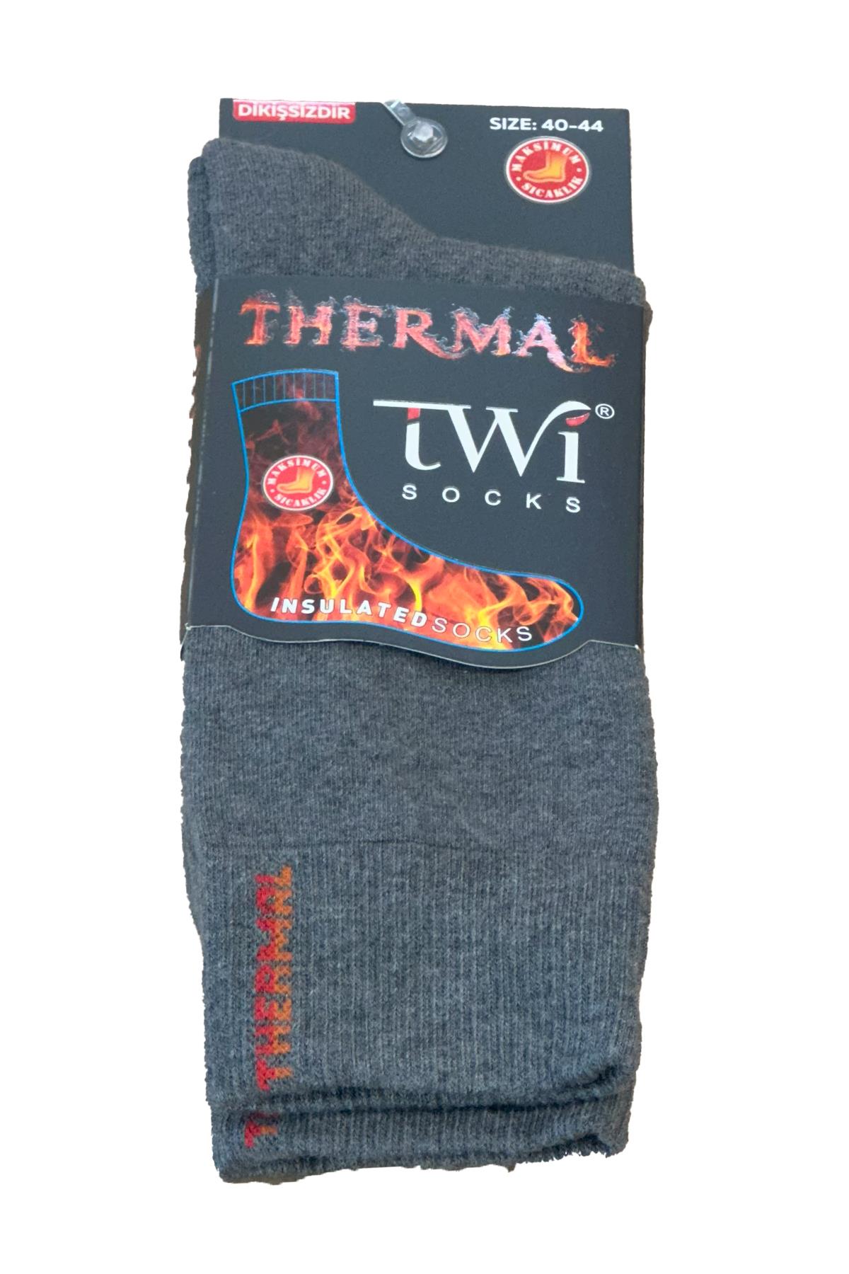 Unisex 40-44 Kışlık Termal Soket Çorap TWİ-01-T Füme