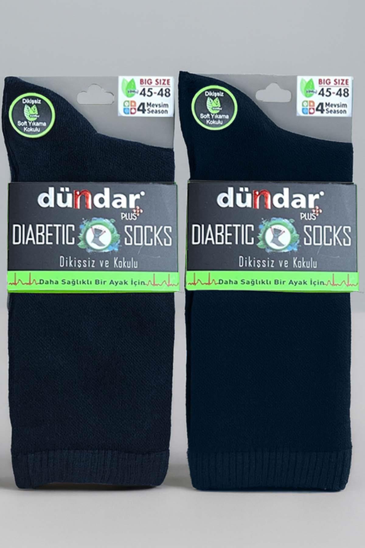 Unisex Büyük Numara 45-48 Bambu Çorap Dündar Şeker Çorabı 2'li Paket 4636 Lacivert