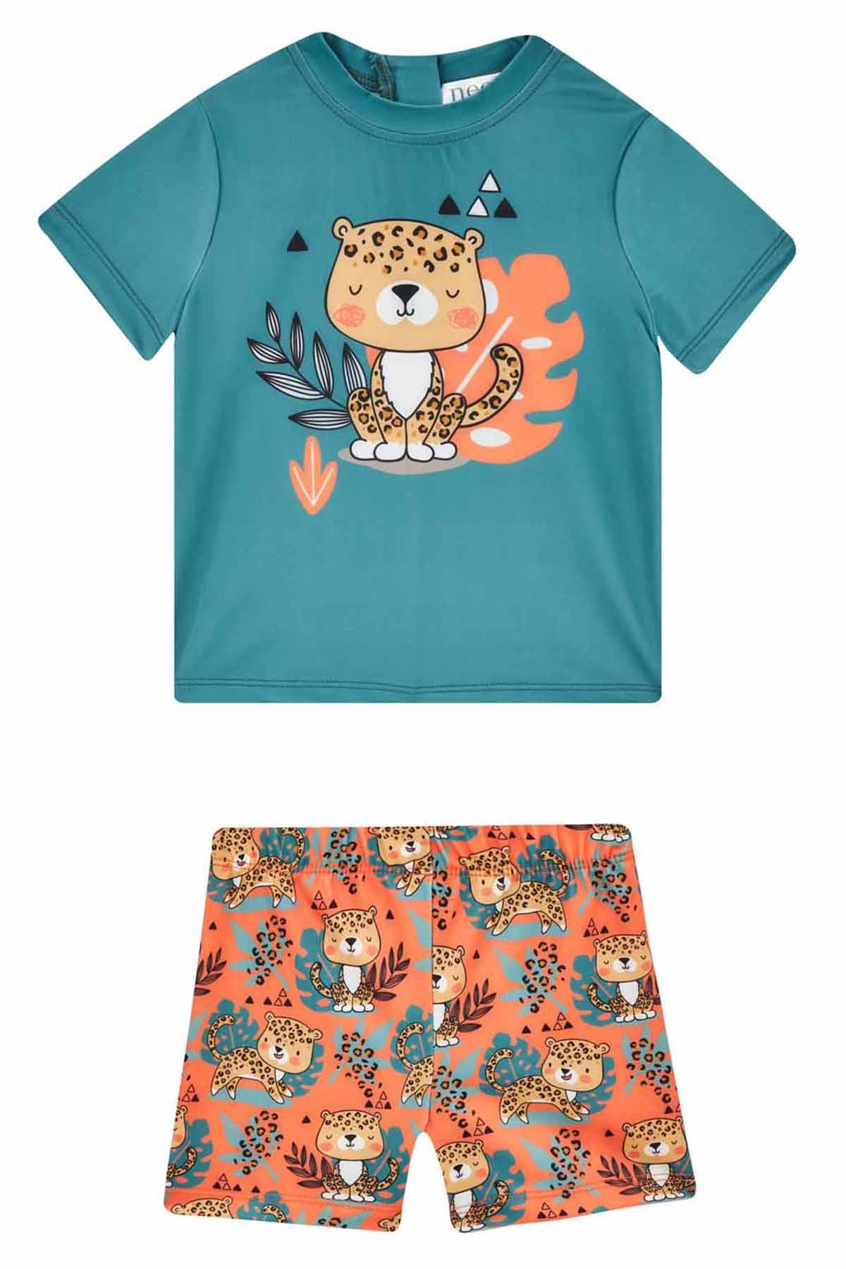 UV Korumalı Şort Tişört Çocuk Bebek Deniz Havuz Mayosu Blake 5536 Haki