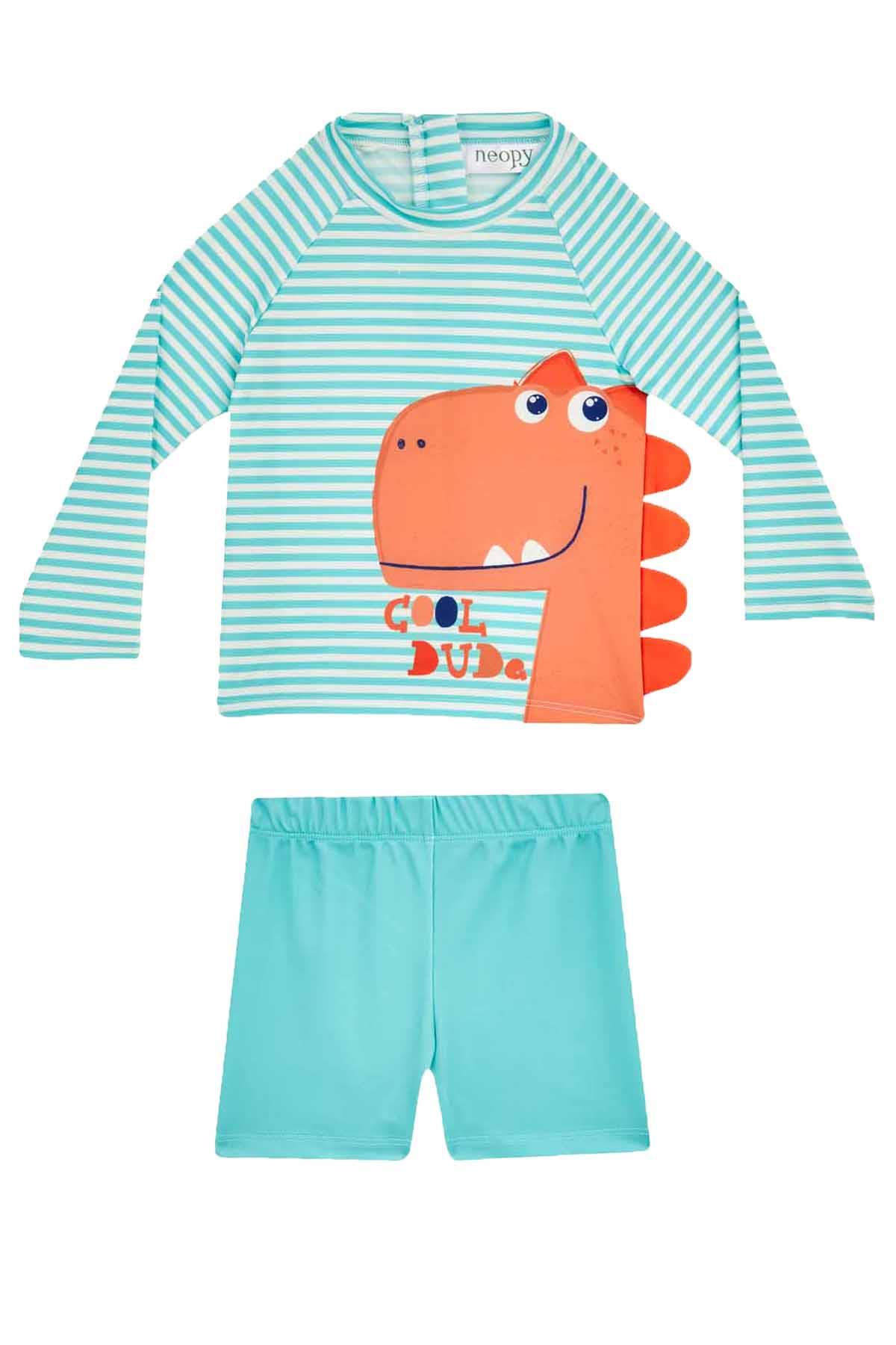 UV Korumalı Şort Uzun Kollu Çocuk Bebek Deniz Havuz Mayosu Peter 5545 Mint