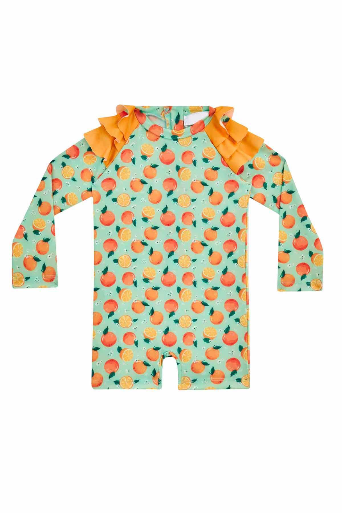 UV Korumalı Tulum Uzun Kollu Şortlu Çocuk Bebek Yüzücü Mayo Aster 5524 Mint