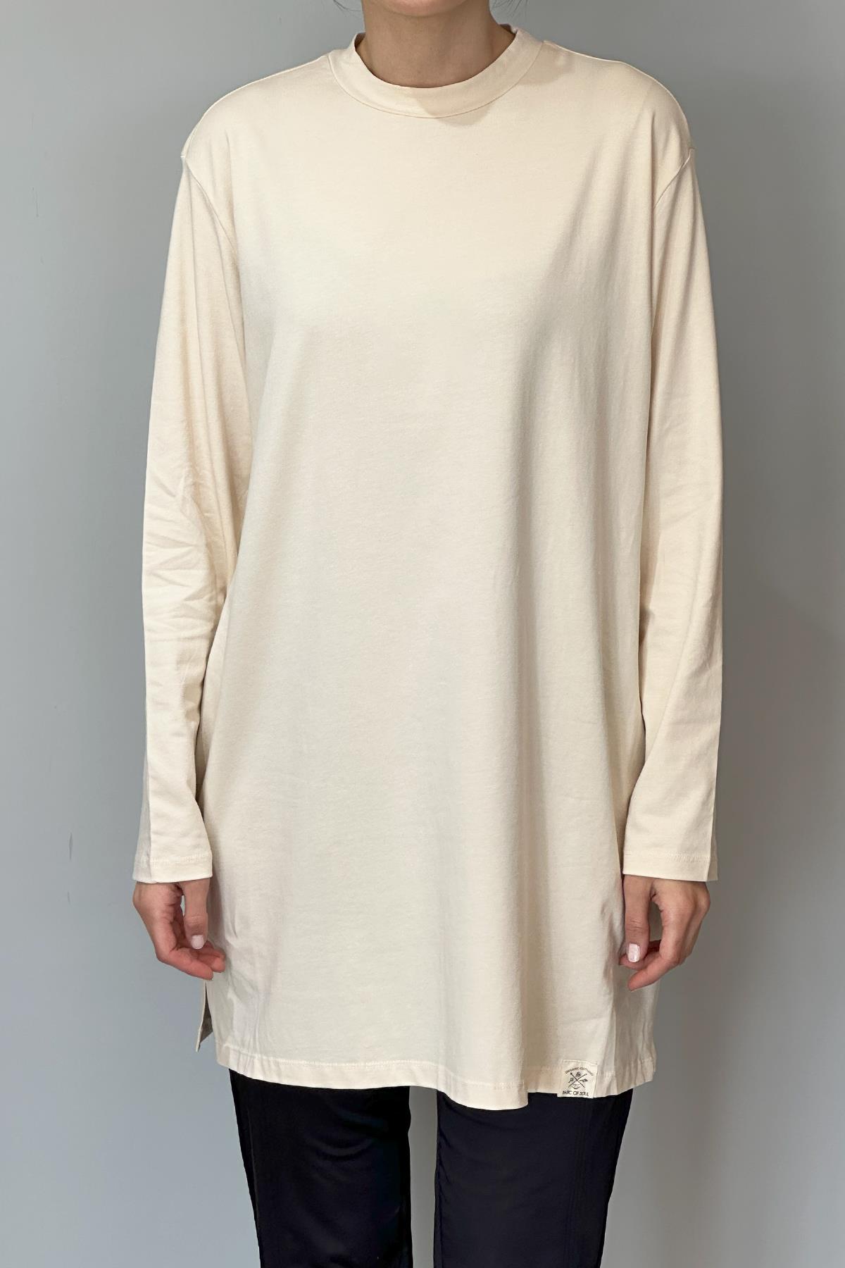 Uzun Kol Basic T-Shirt Tunik İçlik 30726 Bej