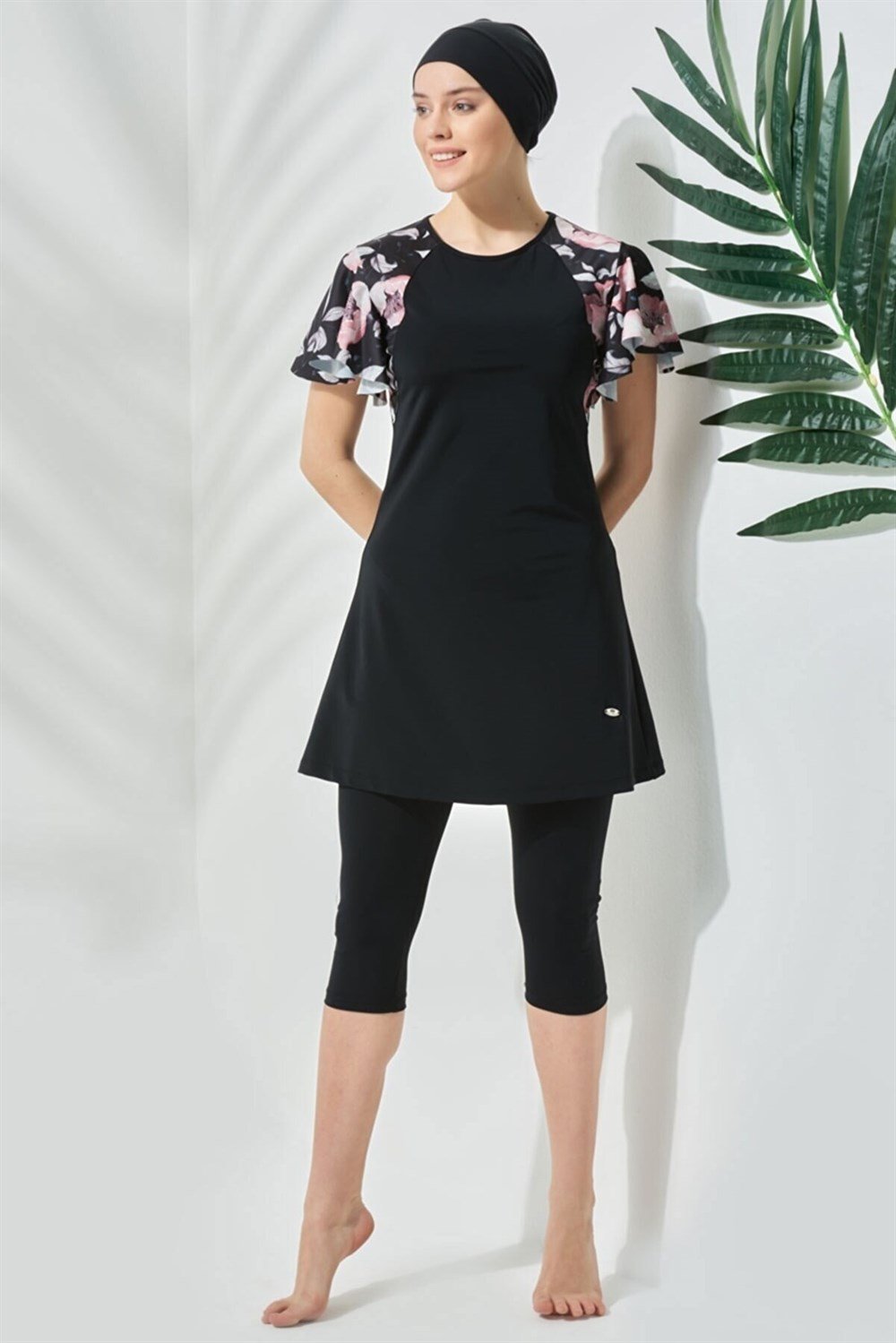 Yarı Kapalı Likralı Mayo 3090 Siyah