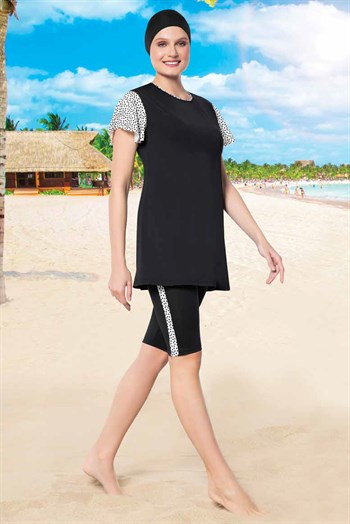Likralı Taytlı Mayo Yarı Kapalı Mayo Tankini 22138-1