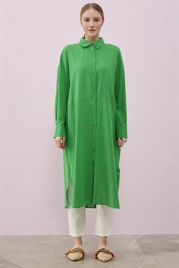 Merwishop Uzun Organik Pamuk Gömlek 577 Yeşil
