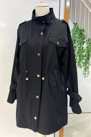 Missemramiss Bel Büzgülü Astarlı Casual Ceket 3776 Siyah