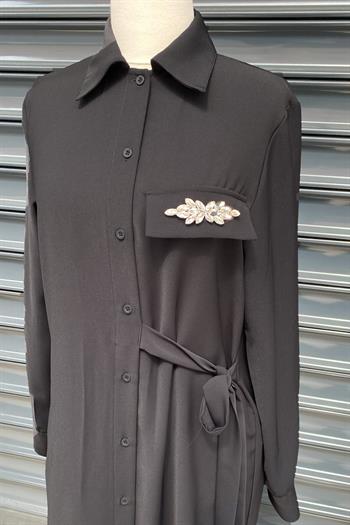 Missemramiss Trendy Dress Gömlek Elbise 3792 Siyah