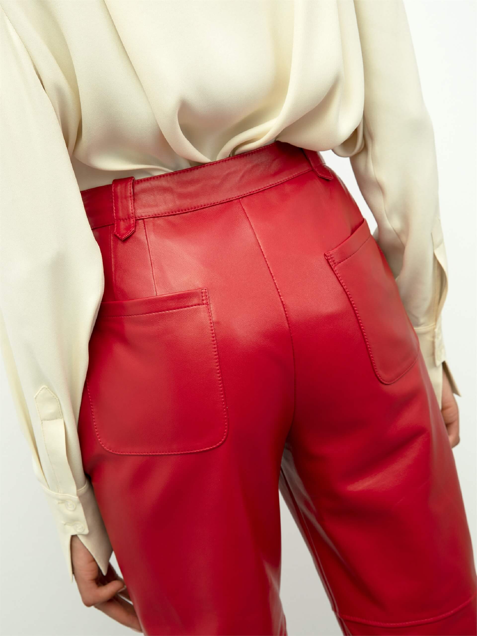 Kırmızı Deri Pantolon | BAQA