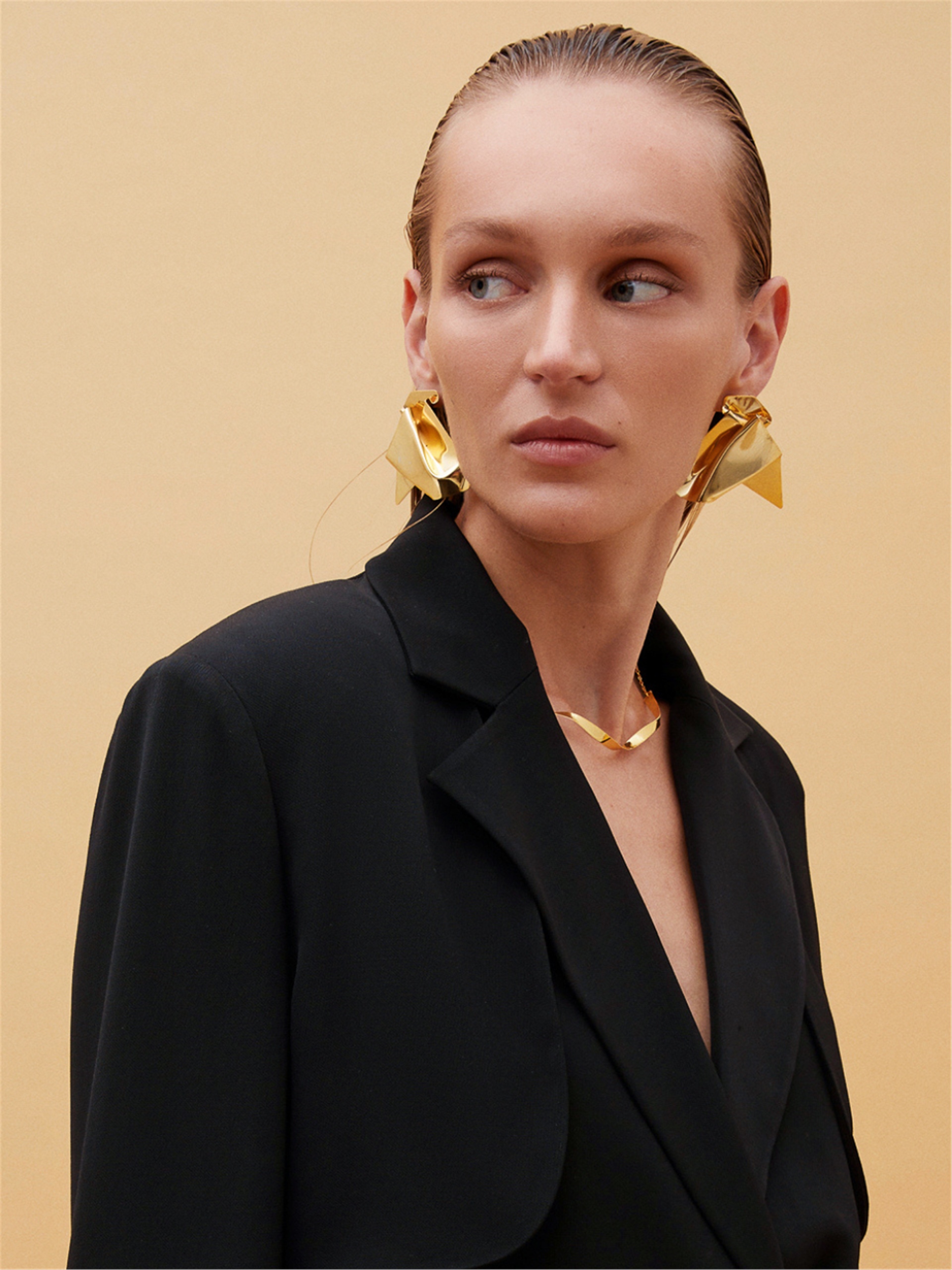 Asymmetric Gold Color Earrings