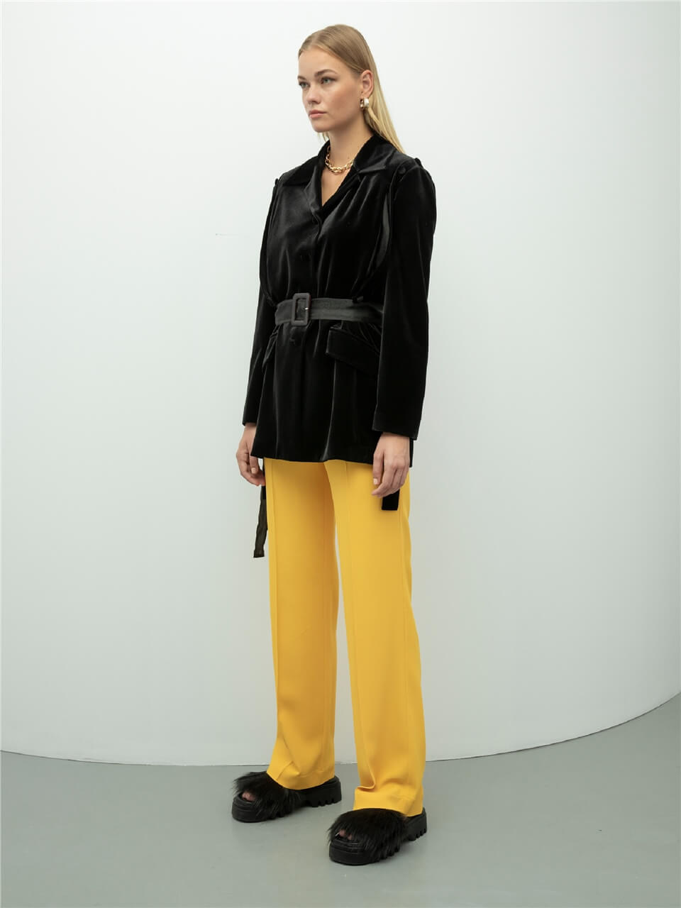 2Pcs Womens Velvet Black Blazer Jacket Coat Formal Trousers Pants Suits  Chic | eBay
